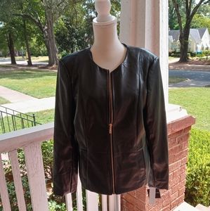 Liz Claiborne Black Leather Look Jacket XL NWT
